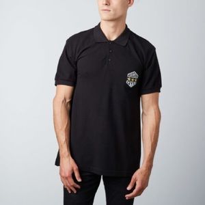 Moschino Swim Black Polo Tee w Moschino Gym & Stars Patch size Medium New W Tags